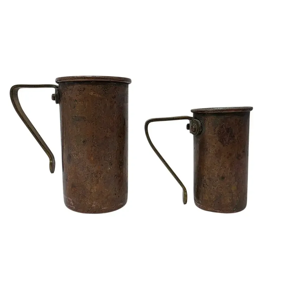 Vintage Copper Measuring Cups Set of 4 Nesting Hand Stamped Farmhouse Decor